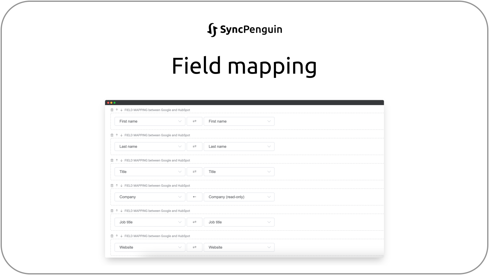 Field mapping customizations using our visual interface